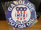 MFA MOTOR OIL & GASOLINE METAL SIGN 12” DIA NIP FOR SHOP-MAN-CAVE-OFFICE-SHOP