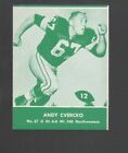 1961 Lake to Lake Football Card #12 Andy Cvercko-Green Bay Packers/Dallas Cowboy