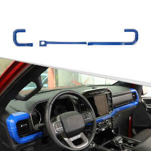 Blue Center Console Dashboard Decor Trim Strips Cover Bezels For Ford F150 2021+ (For: 2021 Ford F-150)