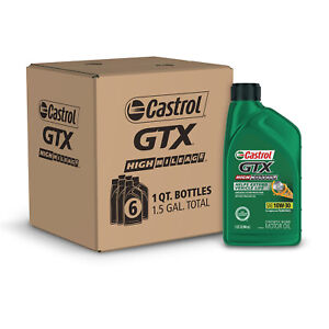 Castrol GTX High Mileage 10W-30 Synthetic Blend Motor Oil 1Quart, Case of 6