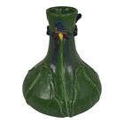 Ephraim Faience 2002 Hand Made Art Pottery Blue Wild Iris Green Ceramic Vase 242