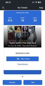 Taylor swift ERAS TOUR floor tickets at Hardrock Stadium, miami 2024. (1 Ticket)