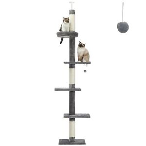 New ListingPetepela Cat Tower 5-Tier Floor To Ceiling Cat Tree Height(95-107 Inches) Adjust