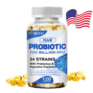 Raw Probiotics 100 Billion CFU Potency Digestive Immune Health 120 Capsules USA