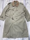 Brooks Brothers Cotton Belted Trench Coat Men’s 44 R Wool Liner Khaki