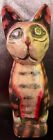 Vintage Cat Wooden Folk Art Statue Hand Carved Hand Painted