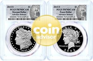 2023 S $1 Proof Morgan & Peace Dollar 2 Coin Set PCGS PR70 DCAM Advanced Release