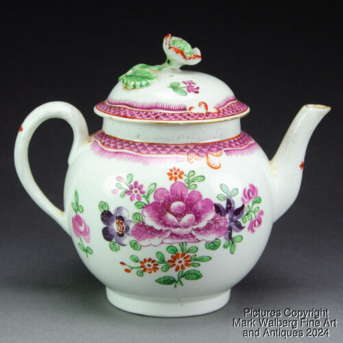 New ListingChinese Export Porcelain Famille Rose Teapot, Floral Designs, 18th Century