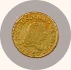 1757-M 1/2 Escudo Gold Coin of Spain, Ferdinand VI, Madrid Mint, Circulated