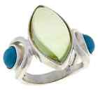 HSN Jay King Sterling Silver Green Amber and Turquoise Ring Size 7