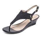 Women Open Toe Flip-flop Thong Wedge Sandals Ankle Strap Dress Sandals Shoes