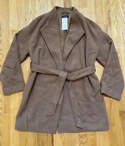 MAY YOU BE Women's SMALL - 63% Wool Trench Coat Brown Khaki