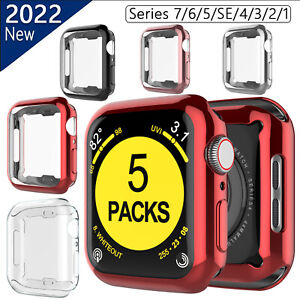 5 Pack For Apple Watch Series 2/3/4/SE/5/6/7/8 Case Protector Full Cover 41/45mm