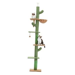 Cat Tree, Cactus Floor to Ceiling Cat Tower with Adjustable Height(95-108
