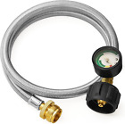 3 Feet Propane Adapter Hose with Gauge, 1lb to 20lb Adapter Converts 1lb Applian