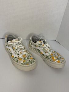 Vans Citrus Floral Orange Shoes Sneakers Girl’s Women’s Missy Size 1 UK 13.5
