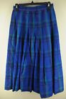 Women's Pendleton Blue Green & Fusia Plaid Long Wool Skirt Shorts Size 8