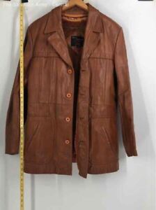 Vintage Fantastic International Fashions Mens Brown Button Front Coat Size 42