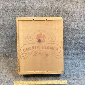 Vintage Cresta Blanca Winery Wooden Box Wine Crate 13 1/2x11x5 2 Bottle