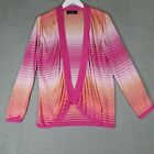 Magaschoni Open Cardigan Women's XL Pink Striped Knit Casual Office Slinky