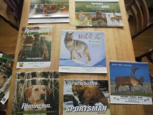 lot of 8 REMINGTON Winchester 2008 2009 2012 wildlife dog photo dealer calendars