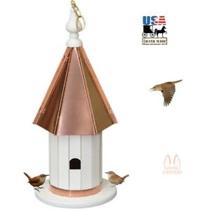 HANGING WREN BIRDHOUSE Copper Steeple Roof & Trim Bird House Amish Handmade USA