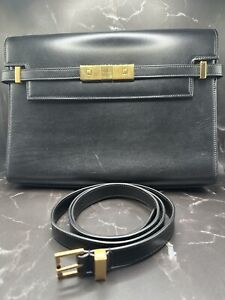 Saint Laurent Manhattan Small Shoulder Bag in Smooth Leather Black Good Hardware