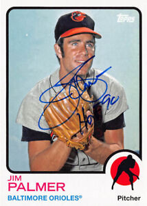 Jim Palmer autographed baseball card 2014 Topps Archives #25 inscribed HOF 90