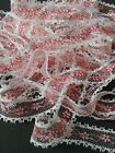 12 Yards Vintage Red White Floral Nylon Polyester Lace Trim Edging 1