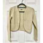 Vintage Womens 1970s Cardigan Cropped Sweater Cream Size Small