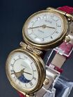 RARE Working Vintage DUAL TIME Alfex Moonphase Swiss Hinged Dial Ladies Watch B5