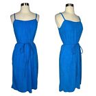 Catalina Vintage 80s Sundress Blue Terry Cloth With Tie Belt Built In Bra Size M
