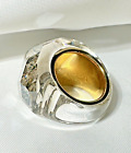 New Auth Swarovski Lucent Gold Cocktail Nirvana Ring Crystal Size 52