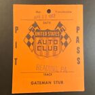 1967 Reading, PA USAC Pit Pass w/ Gateman Stub VGC Auto Racing April 22 1967