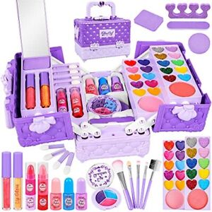 Kids Makeup Kit for Girls 44 Pcs Washable Makeup Kit,Real Cosmetic for Little...