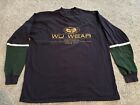 WU WEAR Vintage Long-sleeve Shirt, Authentic 90s Wu-Tang Clan, Navy Gold & Green