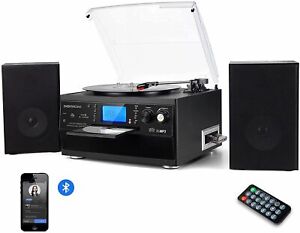 Bluetooth Record Player Turntable with Stereo Speaker, LP Vinyl to MP3 Converter