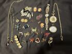 Vintage GoldTone Jewelry Lot mix of Necklaces,Bracelets,Brooch/Pin and Earrings