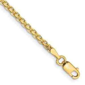 Solid 14K Yellow Gold Womens Fancy Polished Flat Bismark Chain Bracelet 1.8mm 7