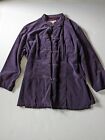 Vintage Merona Purple 100% Cotton Velvet Military Band Blazer Jacket Large~FLAWS