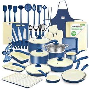 NutriChef 54 Pcs. Home Kitchen Cookware, Kitchen Tools, and Bakeware Set