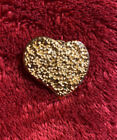 YSL Yves Saint Laurent Gold Tone Textured Heart Shaped Pin Made In France