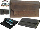 HORIZONTAL HAND-SEWN OF COWHIDE CRAFT WAIST POUCH CASE COVER FOR ARMORED PHONES
