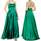 Aqua Evening Gown Maxi Dress Women 10 Green Satin Crossback Spaghetti Strap USA