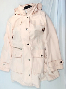 DKNY Jacket Womens Small Utility Jersey Lined Pink Trench Rain Coat Hooded