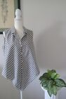 LAFAYETTE 148 NY Taupe Gingham check High Lo sleeveless blouse top XL