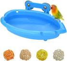 Bird Water Bath Tub For Pet Birds Cage Hanging Accessory Bowl Parakeet Birdbath