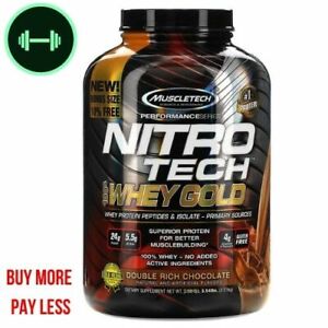 Muscletech, Nitro Tech, 100% Whey Gold, Double Rich Chocolate, 5 lbs