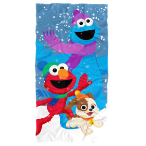 Sesame Street Elmo Cookie Monster Snow Run Kids Beach Towel, 30