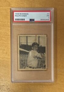 New Listing1948 Bowman Baseball Ralph Kiner Pittsburgh Pirates Card #3 PSA 1